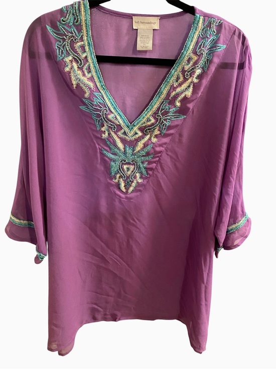Soft Surroundings Tops - Soft Surroundings 
Purple Embroidered Tunic 
Teal/Cream Accents
Size 3X
NWOT